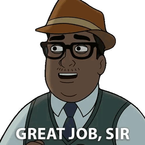 Man With Glasses And Hat Saying Great Job Sir Sticker