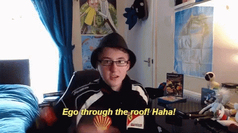 Man With Glasses And Hat Says Ego Through The Roof Haha GIF