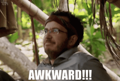 Man With Glasses And Headband Saying Awkward GIF