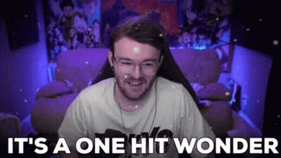 Man With Glasses And Headphones At Computer Saying It's A One Hit Wonder GIF