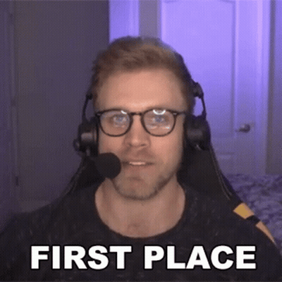 Man With Glasses And Headphones Saying First Place GIF