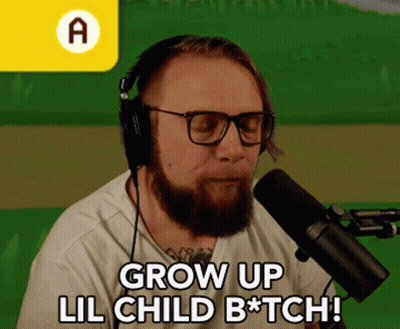 Man With Glasses And Headphones Saying Grow Up Lil Child B*tch GIF