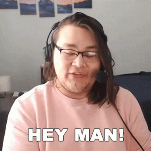 Man With Glasses And Headphones Saying Hey Man GIF