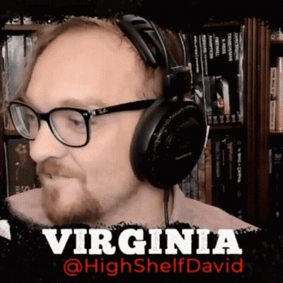 Man With Glasses And Headphones Says Virginia GIF