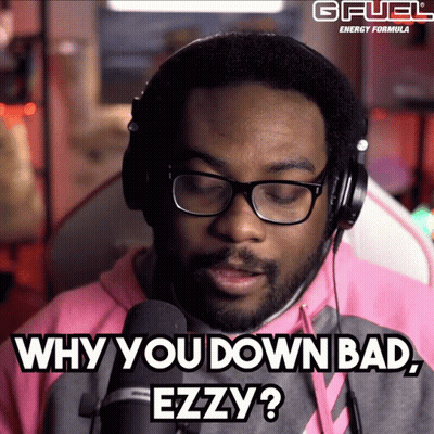 Man With Glasses And Headphones Says Why You Down Bad Ezzy GIF