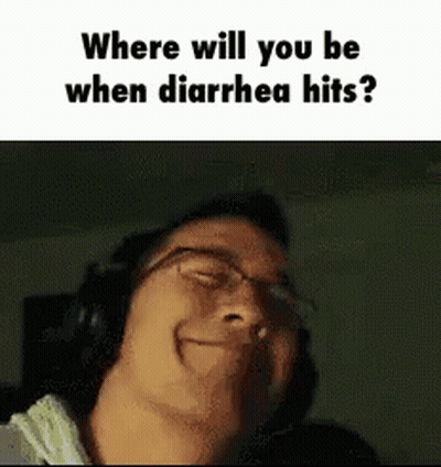 Man With Glasses And Headphones Smiling Where Will You Be When Diarrhea Hits GIF
