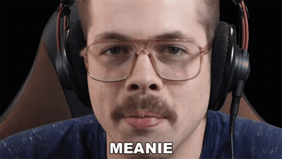 Man With Glasses And Moustache Says Meanie GIF