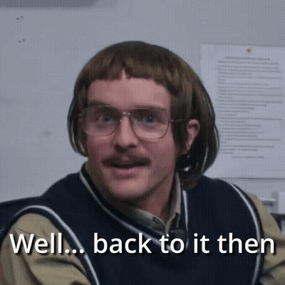 Man With Glasses And Moustache Says Well Back To It Then GIF