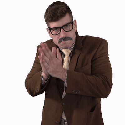 Man With Glasses And Mustache Clapping GIF