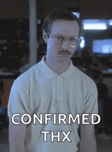 Man With Glasses And Mustache In Front Of Confirmed Thx GIF