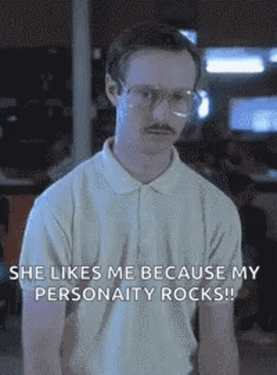 Man With Glasses And Mustache In White Polo Shirt GIF