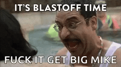 Man With Glasses And Mustache It's Blastoff Time Fuck It Get Big Mike GIF