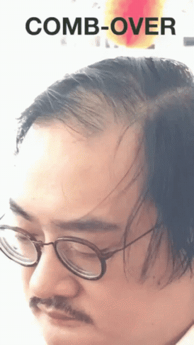 Man With Glasses And Mustache Saying Comb-Over GIF