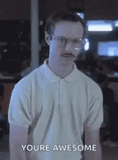 Man With Glasses And Mustache Saying You're Awesome GIF