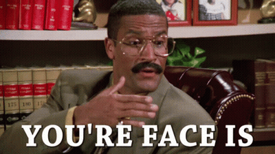 Man With Glasses And Mustache Saying You're Face Is GIF