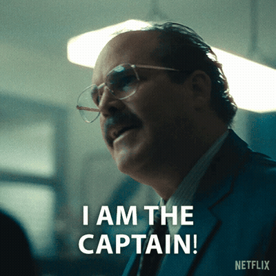Man With Glasses And Mustache Says I Am The Captain GIF