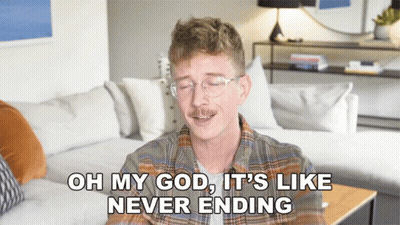 Man With Glasses And Mustache Says Oh My God It's Like Never Ending GIF