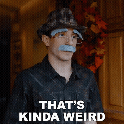 Man With Glasses And Mustache Says That's Kinda Weird GIF