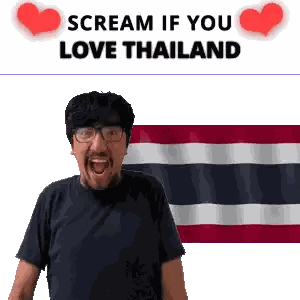 Man With Glasses And Mustache Screaming At Thailand Flag Sticker