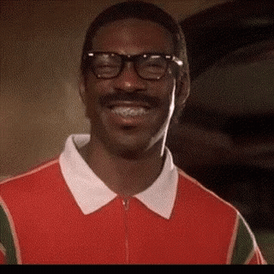 Man With Glasses And Mustache Smiling In Red Shirt GIF