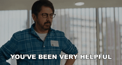 Man With Glasses And Name Tag Says You've Been Very Helpful GIF