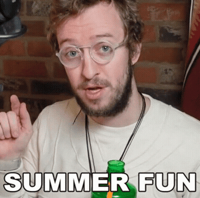 Man With Glasses and Necklace Saying Summer Fun