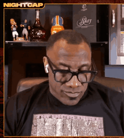 Man With Glasses And Nightcap Looking Down GIF