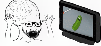 Man With Glasses And Pickle On TV Screen GIF