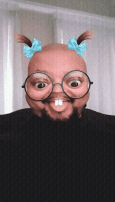 Man With Glasses And Pigtails Looks Like A Girl GIF