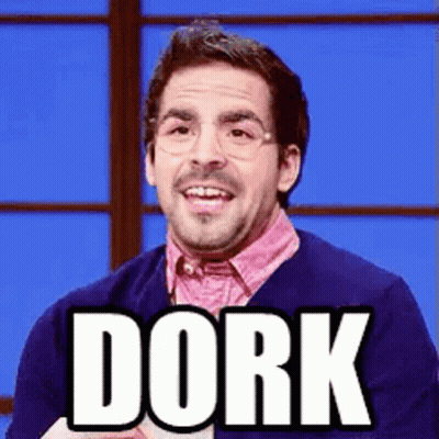 Man With Glasses And Pink Shirt Smiling Says Dork GIF