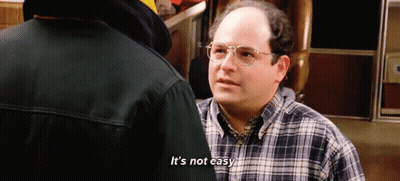 Man With Glasses And Plaid Shirt Says It's Not Easy GIF