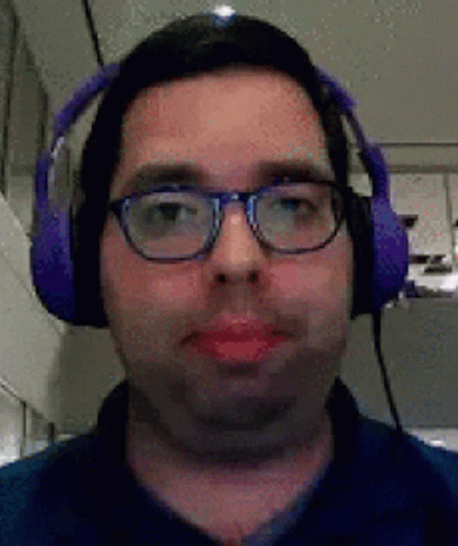 Man With Glasses And Purple Headphones GIF