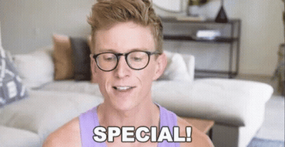 Man With Glasses And Purple Tank Top Saying Special GIF