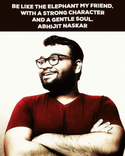 Man With Glasses And Red Shirt And Abhijit Naskar Quote GIF