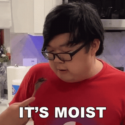 Man With Glasses And Red Shirt Saying It's Moist GIF