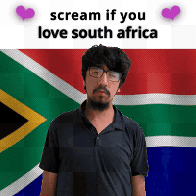 Man With Glasses And South Africa Flag Saying Scream If You Love South Africa GIF