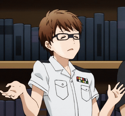 Man With Glasses And White Shirt By Bookshelf GIF