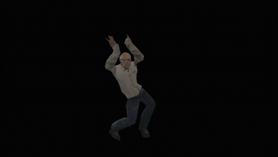 Man With Glasses And White Shirt Dancing In Dark GIF