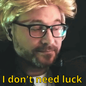 Man With Glasses And Wig Saying I Don't Need Luck GIF