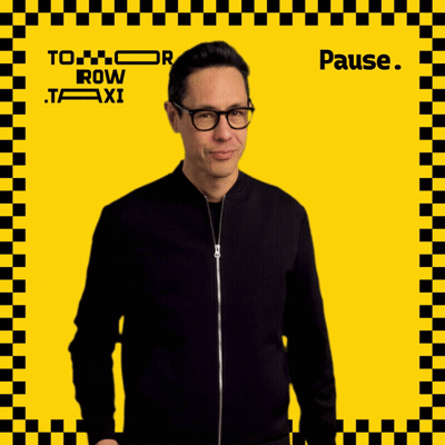 Man With Glasses And Yellow Black Checkered Saying Tomorrow Row Taxi GIF