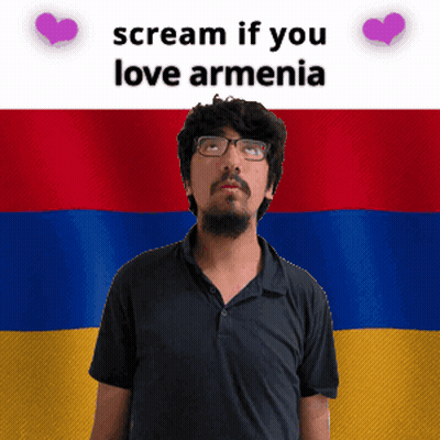 Man With Glasses Armenian Flag Scream If You Love Armenia GIF