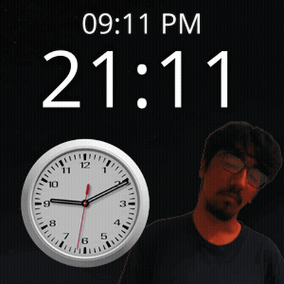 Man With Glasses At Clock 09:11 PM GIF