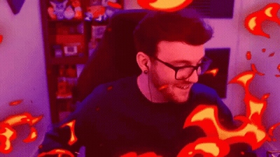 Man With Glasses At Flaming Computer GIF