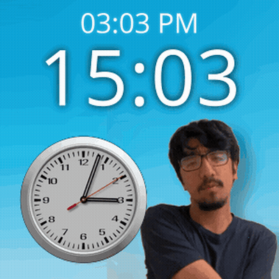 Man With Glasses Before Clock At 15:03 PM GIF