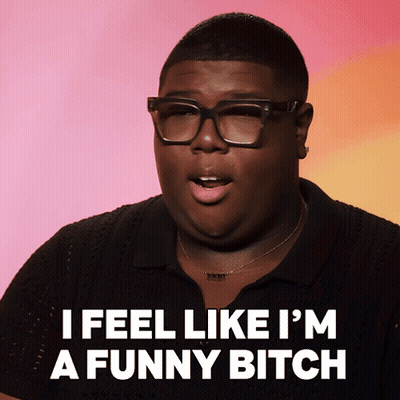 Man With Glasses Black Shirt Says I'm A Funny Bitch GIF