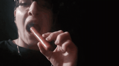 Man With Glasses Eating Hot Dog GIF