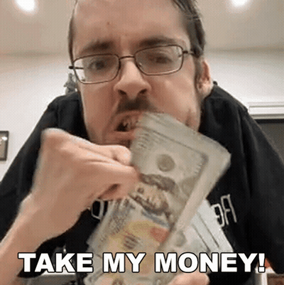 Man With Glasses Eating Money GIF