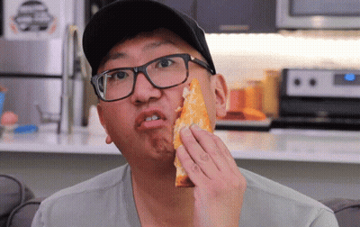 Man With Glasses Eating Pizza GIF