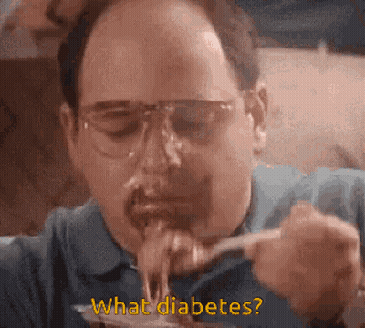 Man With Glasses Eating Spaghetti Says What Diabetes GIF