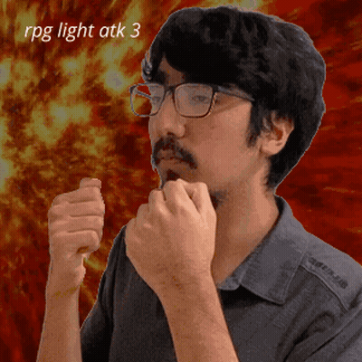 Man With Glasses Fist Up RPG Light Atk 3 GIF